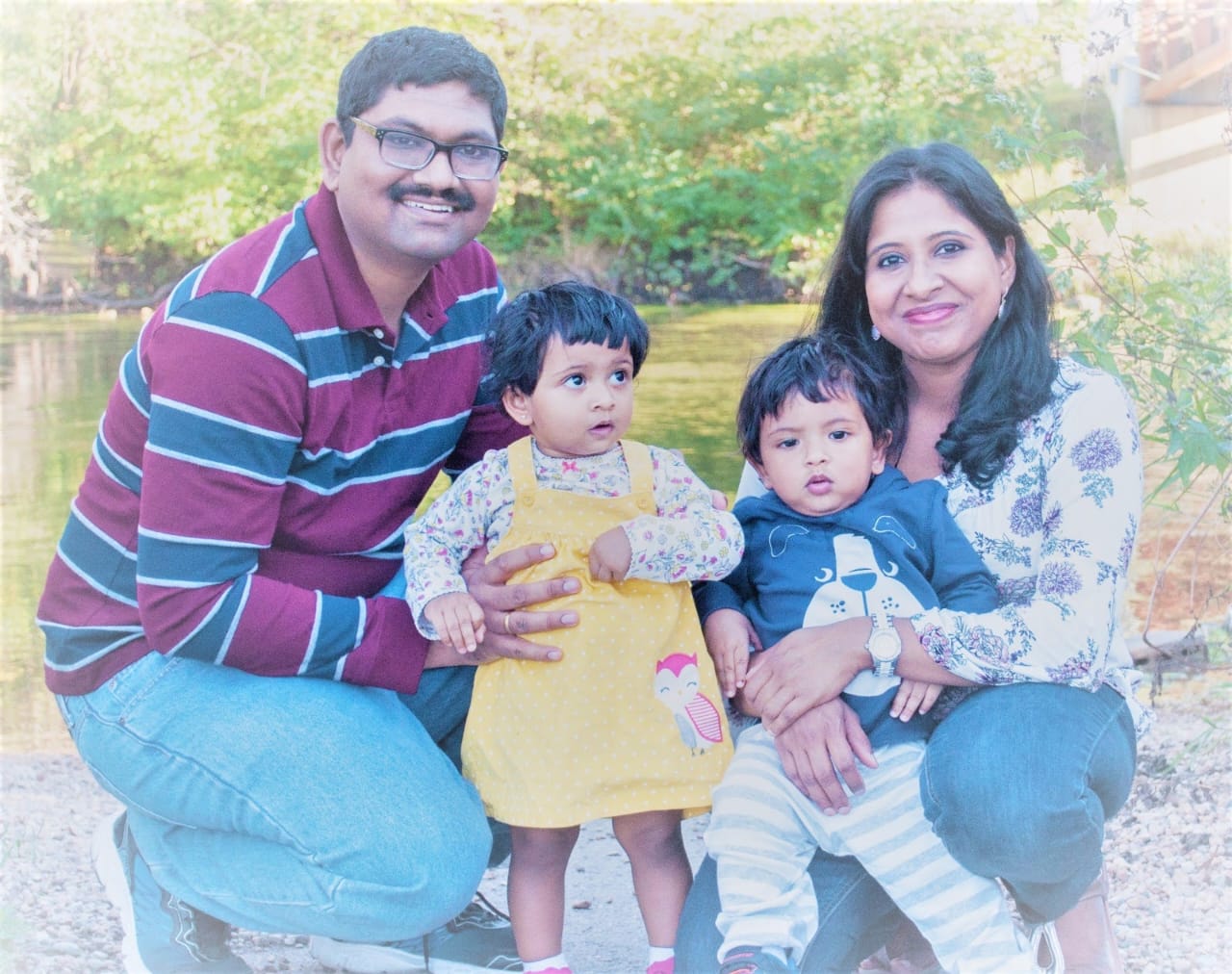 Subramanian with his newborn twins
